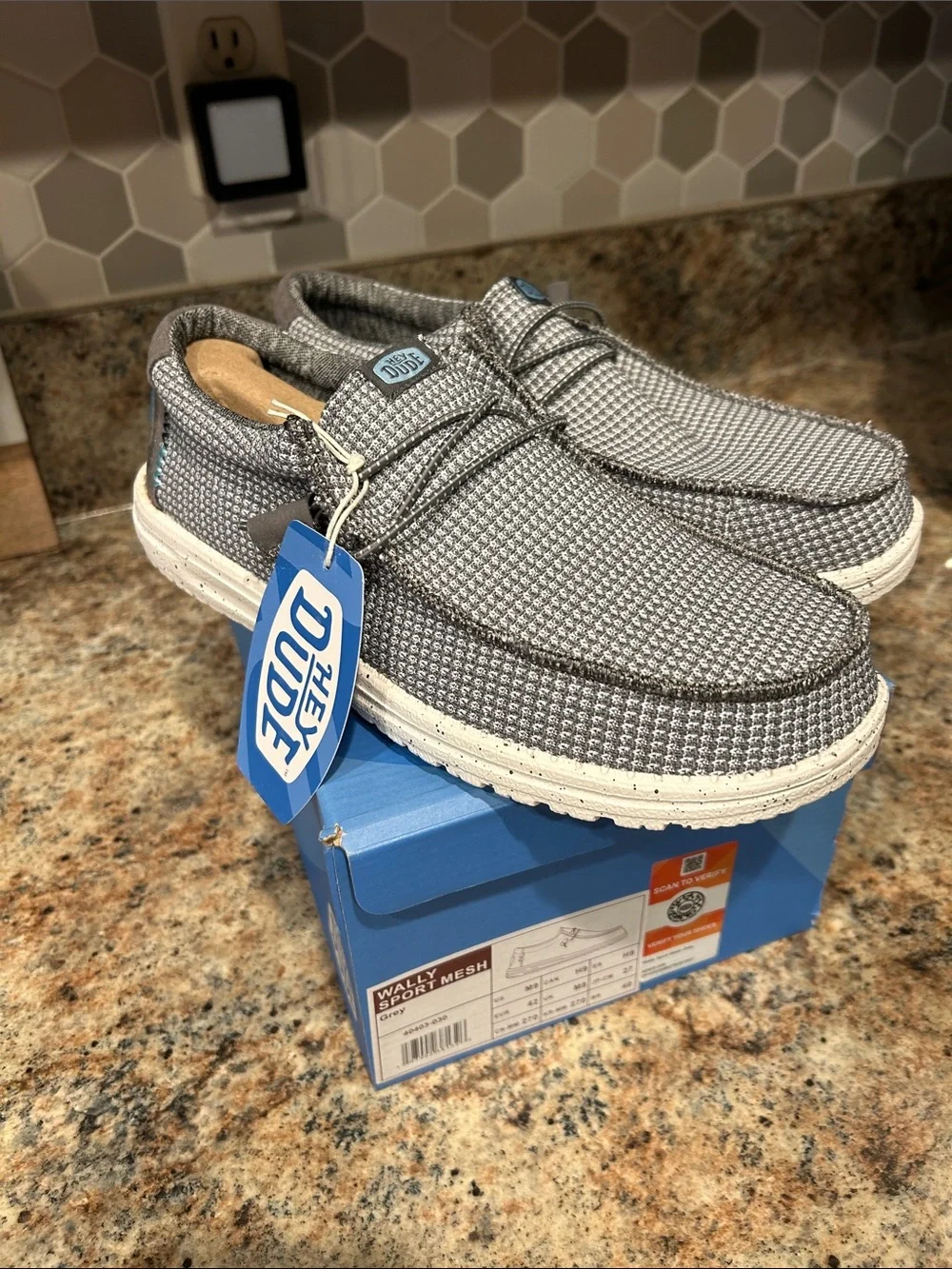 *New* Hey Dude Wally Sport Mesh Grey Sz 9 Slip On
